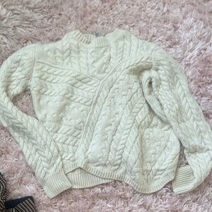 Forever 21 Cream Cable Knit Turtleneck Sweater